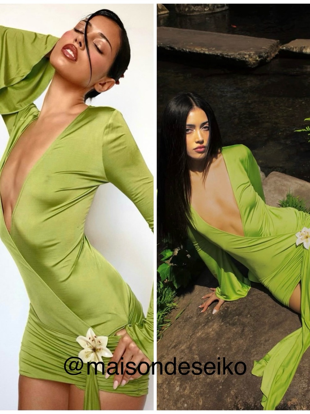 NWT Loba Mini Dress Green Tejinger Long Sleeve V-neck Resort Beach size XXS
